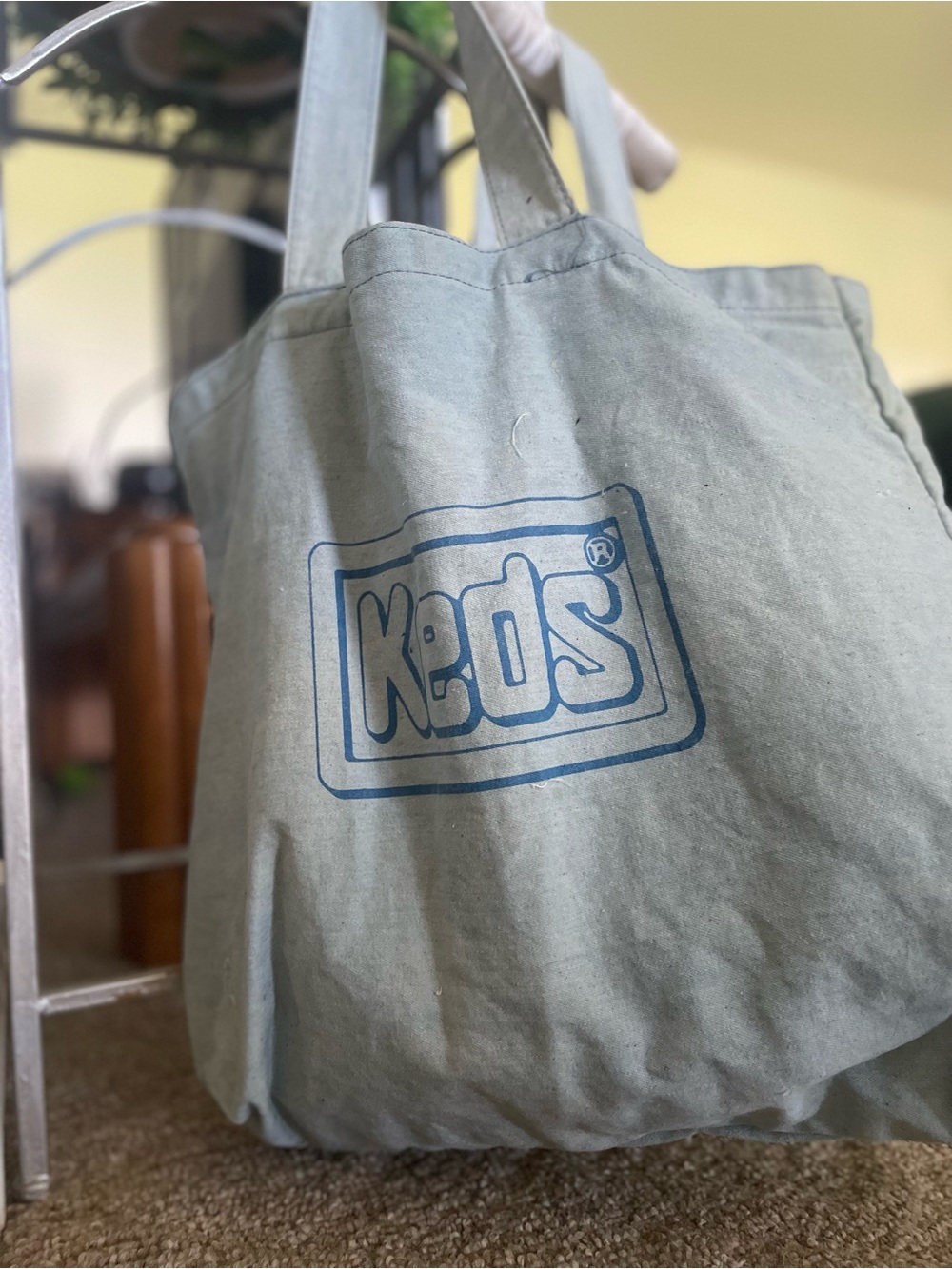 Vintage Keds Chambray Canvas Tote with Blue Logo